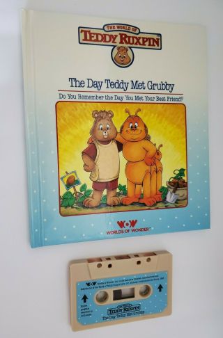 Vintage Teddy Ruxpin Book And Tape The Day Teddy Met Grubby Read Along 1985 Wow