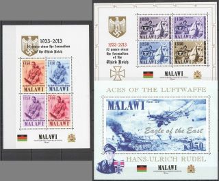 E0344 2013 Malawi Third Reich Hitler Swastika World War Ii Wwii Rare 3kb Mnh