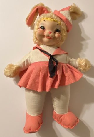 RARE Vintage Rushton BUNNY GIRL Sailor Easter Doll 20 