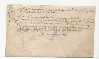 1631 Antique French Manuscript Document Signed On Vellum