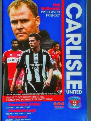 Carlisle United V Newcastle United/middlesbrough/blackpool Friendlies 2008.  Rare