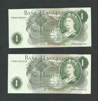 Fforde,  Page £1 Signature Sequence Pair Rare Bank Of England B305p