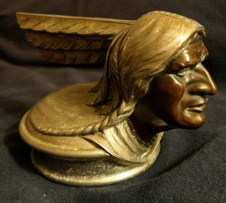 Unrestored Rare Antique 1928 Pontiac Indian Chief Radiator Cap Hood Ornament
