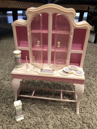 1984 Barbie Sweet Roses Fashion Dining Room Set Buffet,  Accessories