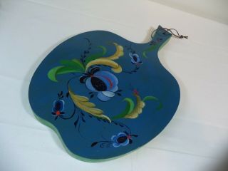 Vintage Folk Art Tole/rosemaling Hand Painted Wooden Cutting Board/wall Hanging