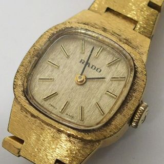 Rado Watch 305.  3187.  2 Square Hand Winding 18k Gold Plated T2458