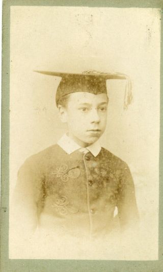 Derby Rare Cdv Pupil With Mortar Board From St Peters School,  Devonshire Street