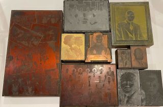 Set 10 Vintage Brass Copper Steel Printing Plate Printers Block Photographs