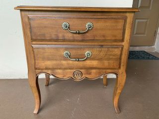 Rare Ethan Allen Country French Chairside Chest In Bordeaux Finish