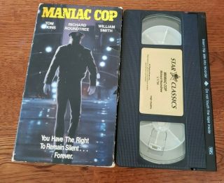 Vintage Maniac Cop Vhs Video Tape Bruce Campbell Star Classics Rare Robert Z 