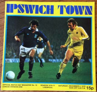 Rare 1976 Ipswich Town Vs Liverpool Programme,  4th December,  Sex Pistols Advert