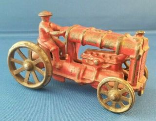 Antique Hubley Cast Iron 1930s Red Farm Tractor