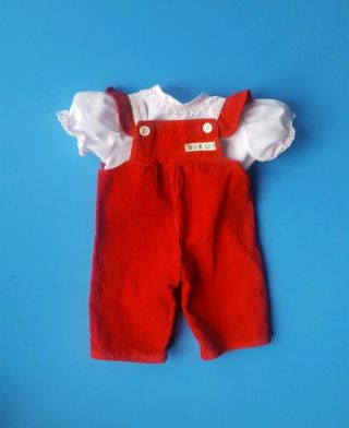 Vintage Cabbage Patch Doll Red Corduroy Overalls White Blouse Clothes Cpk Coleco