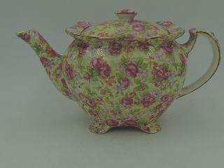 Rare Vintage Royal Winton Chintz English Rose Petite Athena Teapot