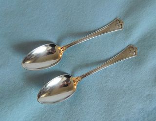 2 Wallace Sterling Silver Carmel 1912 Teaspoon.  Mono R.  Arts & Crafts (1)