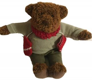 Hallmark Teddy Mittens Brown Teddy Bear Plush Red Winter Scarf 100th Anniversary