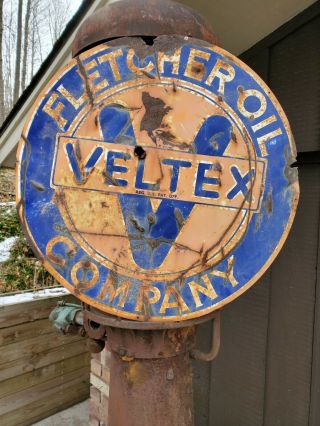 Rare Vintage Fletcher Oil Company Veltex Gas Service Station Not Porcelain Sign