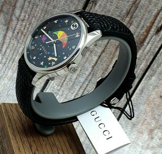 Gucci Unisex - Adult Moon Phase Quartz Watch Leather Strap Quartz Movement