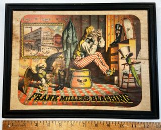 RARE Color Litho Advertising Sign - Frank Miller ' s Blacking - Uncle Sam 1870s 2