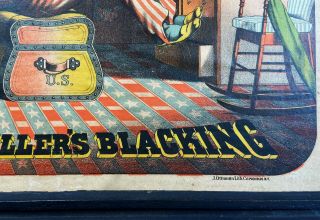 RARE Color Litho Advertising Sign - Frank Miller ' s Blacking - Uncle Sam 1870s 4