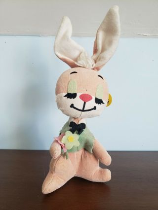 Vintage Dream Pets Pink Bunny Rabbit W/ Flower Stuffed Animal - W/ Tags