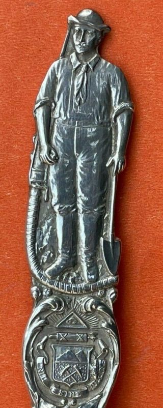 Solid 5 - 3/4” Stunning Miner Indian Colorado Sterling Silver Souvenir Spoon