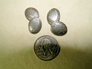 C.  1910 Antique Sterling Silver Arts & Crafts Hammered Double Face Cufflinks