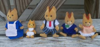 Calico Critters/sylvanian Families Vintage Maple Town Squirrel Family Of 5