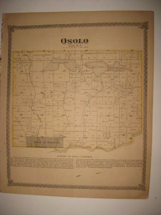 Antique 1874 Osolo Township Elkart City Elkhart County Indiana Handcolored Map