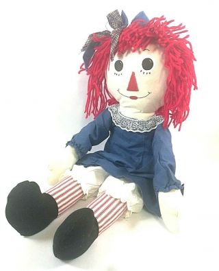 Vintage Handmade Raggedy Ann Doll 27” With " Mommy Loves You " Heart