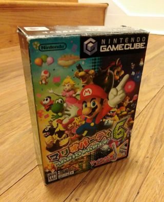 Rare Mario Party 6 Complete Cib Big Box Version W/mic Japanese (gamecube,  2004)