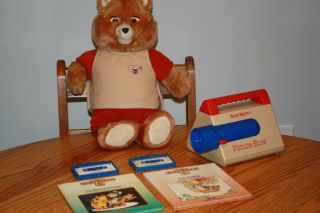 Vintage Talking Teddy Ruxpin With 2 Books 2 Cassette Tapes & Viewer