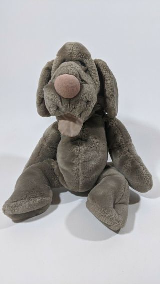 Vintage Ganzbros 1981 Wrinkles Dog Puppet Stuffed Animal 17” Gray Plush Soft