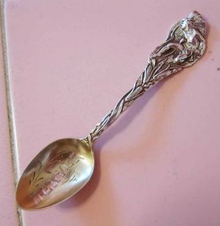 Sterling Silver Souvenir Spoon Denver Colorado Indian Corn Gold Wash Ssmc