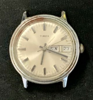 Timex Marlin Vintage 1976 Men’s Hand Wind Auto Wristwatch Day Date Please Read