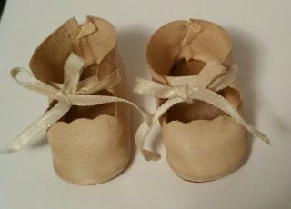 Vintage Terri Lee Oilcloth Doll Shoes With Ribbons - Ready To Wear