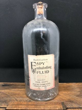 RARE Antique Espy Embalming Fluid Co.  Paper Label Poison Bottle Springfield,  OH 2