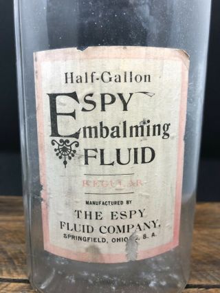 RARE Antique Espy Embalming Fluid Co.  Paper Label Poison Bottle Springfield,  OH 3