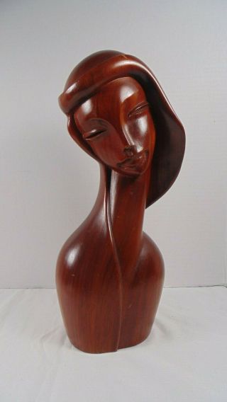 Lapanto Crafts Vintage Hand Carved Bust Sculpture Woman Philippines