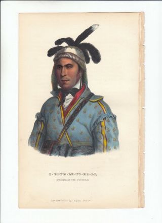 Rare 8vo Hand Colored Mckenney And Hall Portrait Print 1848: O - Poth - Le - Yo - Ho - Lo