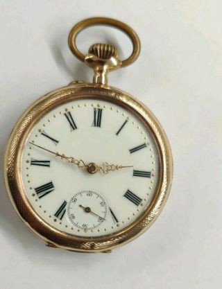 Orologio Antico Meccanico Svizzero Da Tasca In Oro Del 1900 Rare Gold Watch