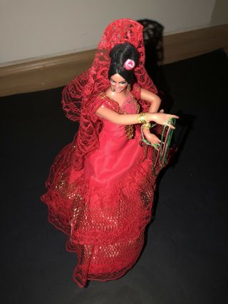 Vintage Marin Chiclana (coralita) Spanish Flamenco Dancer Doll With Castanets