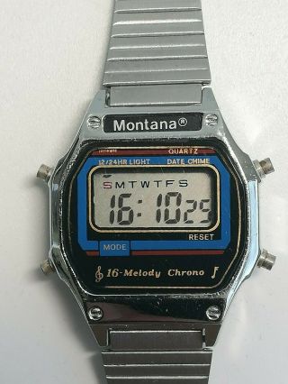 Watch Vintage Montana Lcd,  Digital,  16 Melody Alarm,  All Functions Ok