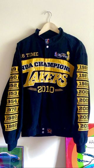 Rare Vtg 2010 La Lakers 16 Time Back To Back Nba Championship Patches Jacket (l)