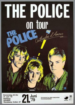 The Police - Mega Rare Vintage Hamburg 1973 Concert Poster