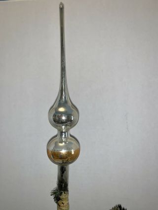 Antique Vintage Christmas Mercury Glass Feather Tree Topper Silver