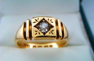 Extremely Rare 18ct Gold & Old Cut Diamond Victorian Signet Ring 1878