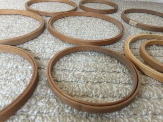 9 Vintage Wooden Embroidery Hoops,  2 Duchess Wood Aged Antique Farmhouse Primitiv