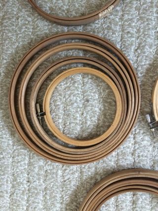 9 Vintage WOODEN EMBROIDERY HOOPS,  2 Duchess Wood Aged Antique Farmhouse Primitiv 3