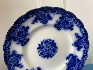 Antique Flow Blue Waldorf Royal FWW Semi Porcelain Dinner Plate ENGLAND 2